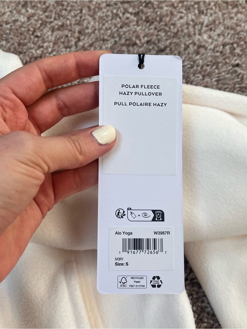Alo Yoga Polar Fleece Hazy Pullover - Ivory - Picture 4 of 8